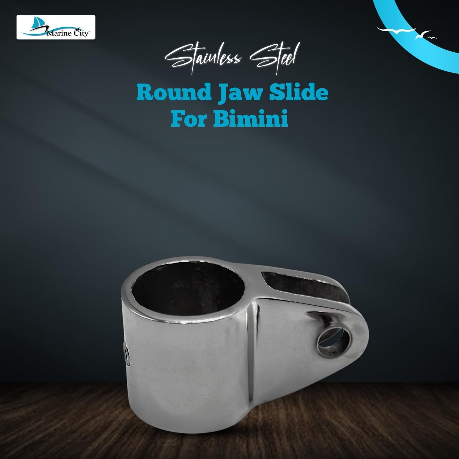 Marine City 316 Stainless Steel Round Jaw Slide for Bimini Top – 1 Inch Tube Marine City Hardware