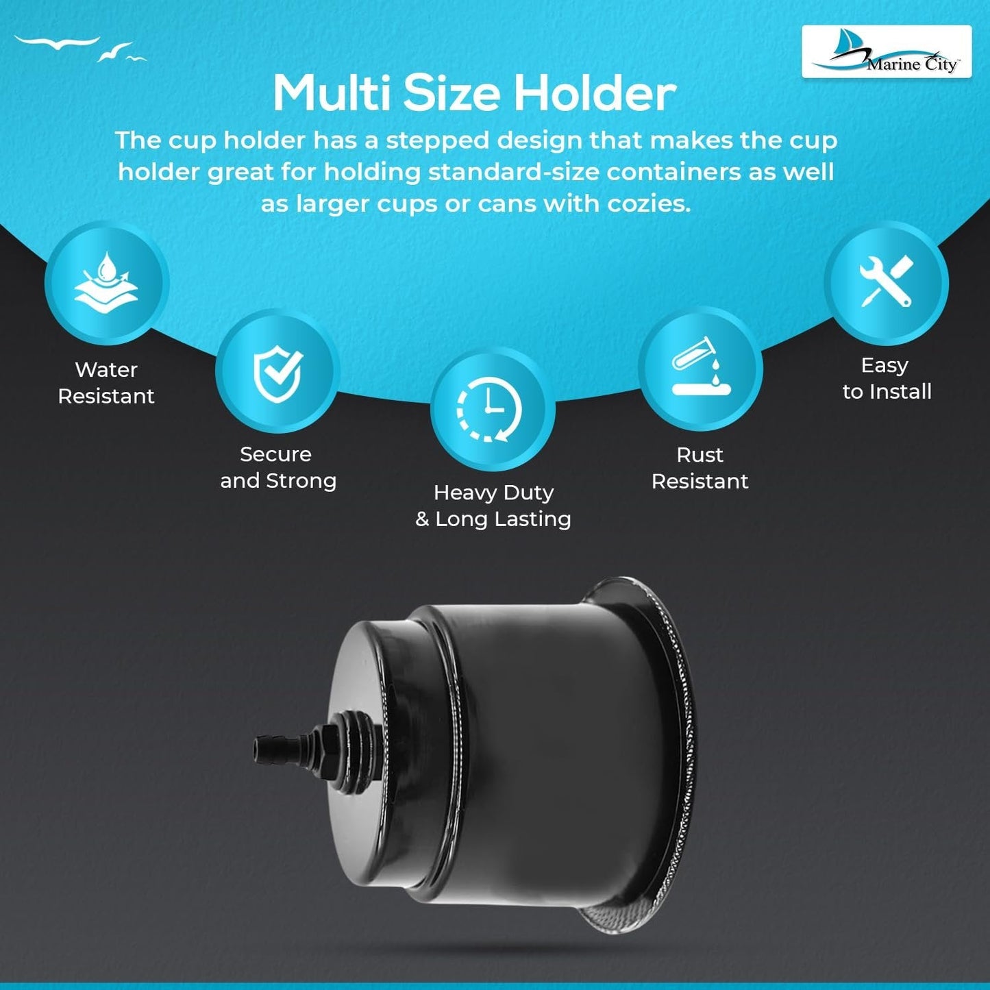 Marine City Closeable Drain Cup Holder – Flush Mount Polypropylene, Fits 30 oz Marine City Hardware