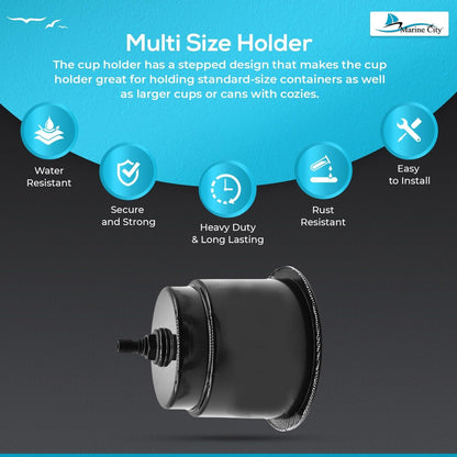 Marine City Closeable Drain Cup Holder – Flush Mount Polypropylene, Fits 30 oz Marine City Hardware