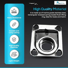 Marine City Anillo de elevación rectangular empotrado con resorte de acero inoxidable de 1-3/4