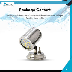 Marine City 316 Stainless Steel Swivel Head Halogen Reading Light – Adjustable
