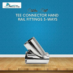 Marine City 304 Stainless Steel Tee Connector Hand Rail Fittings – (Pack of 2)