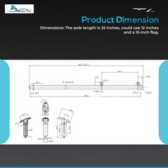 Marine City 316 Stainless Steel 30° Flush Mount Flag Pole Socket & 32” Flag Pole