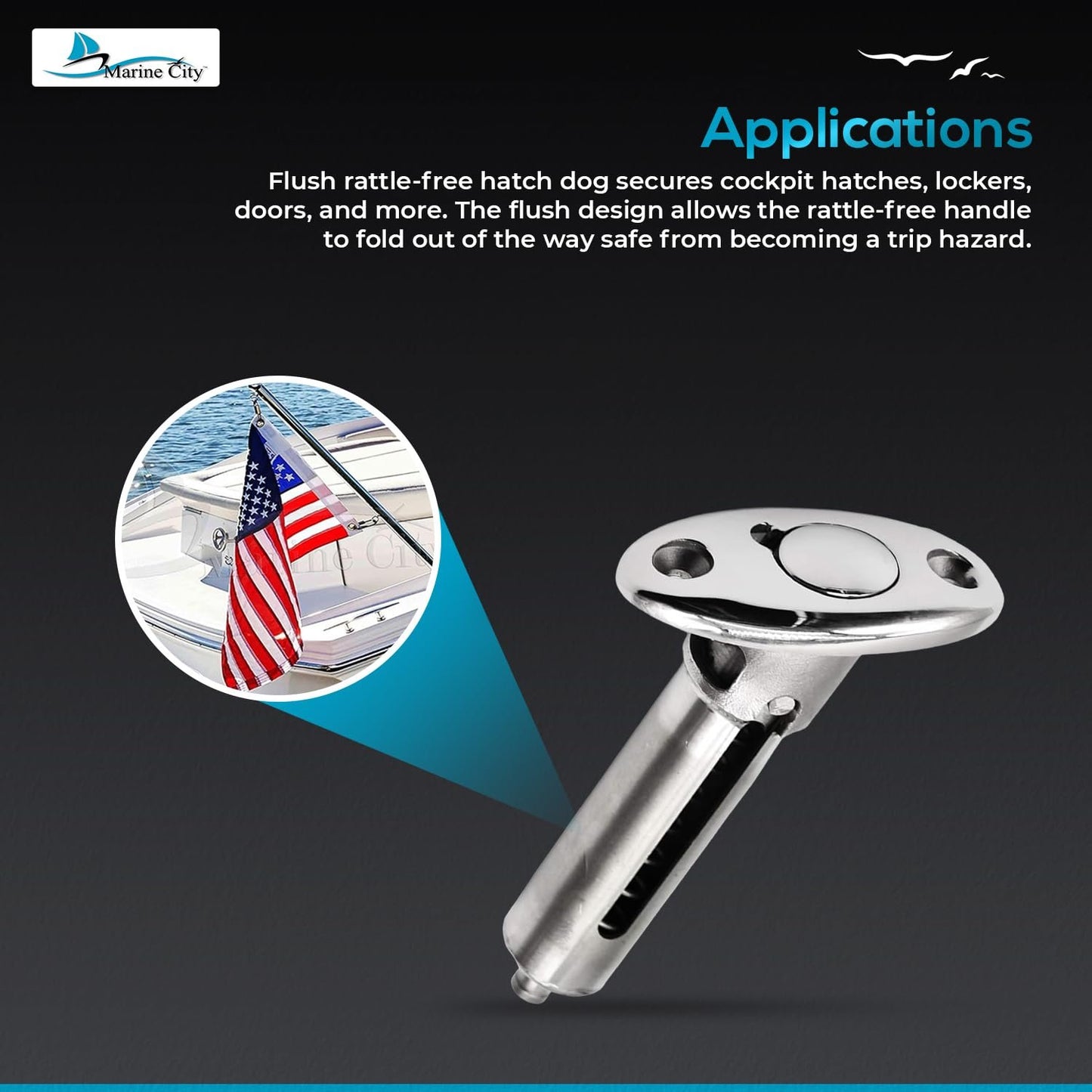 Marine City Flag Staff Adjustable Stanchion Socket – 316 Stainless Steel