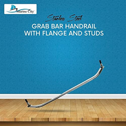 Marine City 23” Stainless Steel Oval Tube Boat Handrail with Flange & Studs MARINE CITY