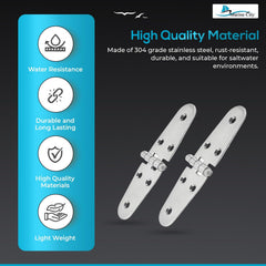 Marine City 304 Stainless Steel Round Door Strap Hinges (5-5/8” × 1.5”) (2 Pcs)