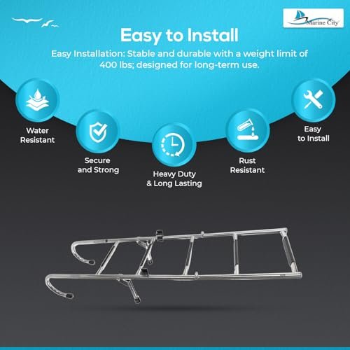 Marine City Escalera plegable de acero inoxidable de 2 peldaños + 3 peldaños