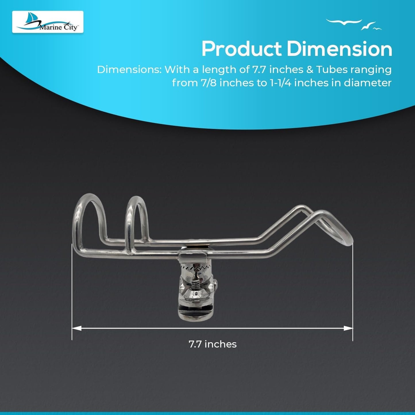 Marine City 304 Stainless Steel Fishing Rod Holder – Space-Saving Design MARINE CITY