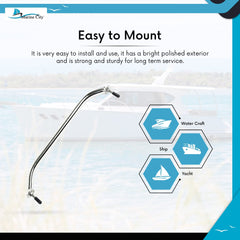 Marine City Stainless-Steel Oval Grab Rail Handle with Flange and Stud (16inch)