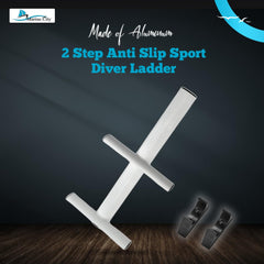 Marine City 2-Step Anti-Slip Sport & Diver Ladder – Aluminum, 400 lb Capacity