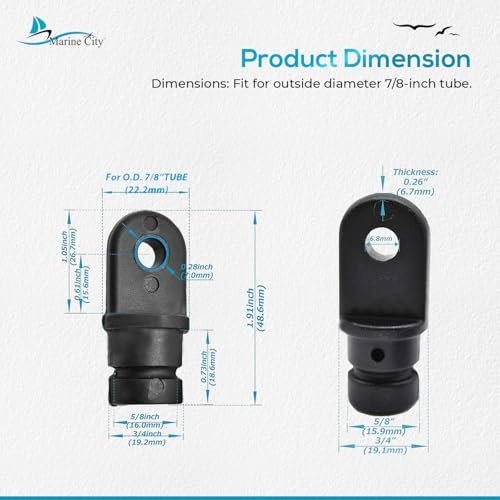 Marine City Black Nylon Bimini Top Eye End Cap – Round Inside Eye (4 Pcs) Marine City Hardware