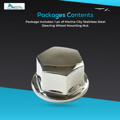 MARINE CITY Steering Wheel Mounting Nut – 316 Stainless Steel, 18-5/8” Thread Marine City Hardware