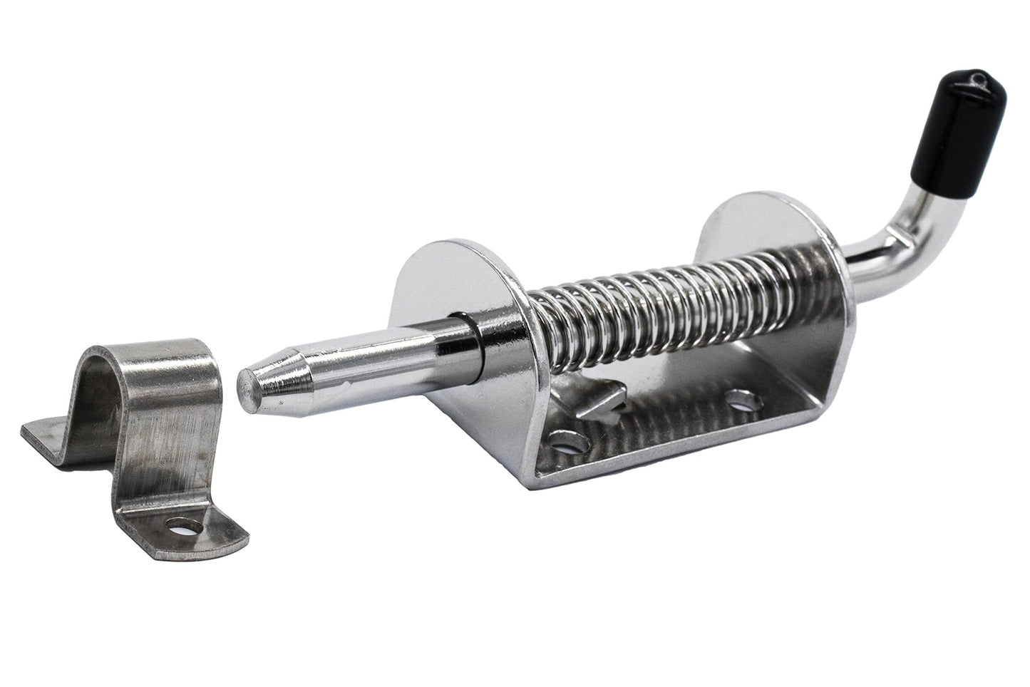 Marine City 6 Inch Spring Latch Barrel Bolt with Cradle – 304 Stainless Steel