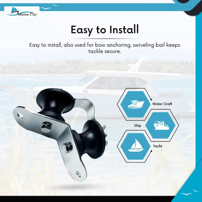 Marine City Stern Fairlead Anchor Roller – 6-1/4 Inches 304 Stainless Steel Marine City