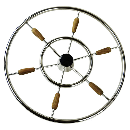 Marine City 6-Spoke Steering Wheel – 304 Stainless Steel, 24-Inch Diameter
