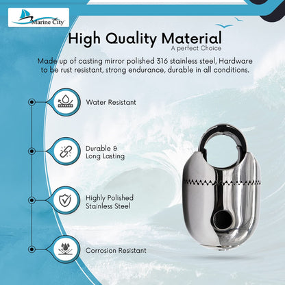 Marine City Soporte de riel de trinquete para antena de acero inoxidable 316 con soporte con orificio para roscas macho estándar de 1 "-14