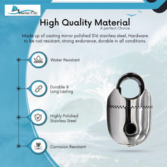 Marine City Soporte de riel de trinquete para antena de acero inoxidable 316 con soporte con orificio para roscas macho estándar de 1 