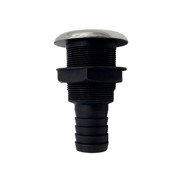 Marine City 3.25” Nylon Thru-Hull Fitting, Stainless Steel Trim & Rubber Flapper