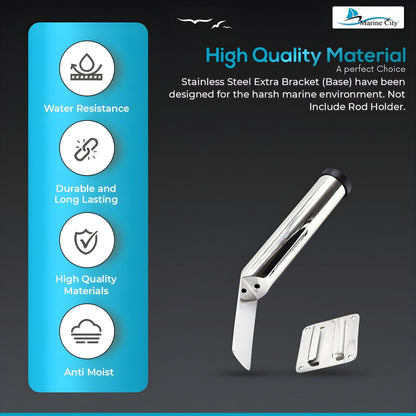 MARINE CITY Extra Stainless Steel Mounting Bracket – Gloss Polished Rod Holder Marine City