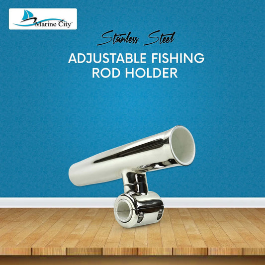 Marine City 304 Stainless Steel Clamp-On Adjustable Fishing Rod Holder (2 Pcs)