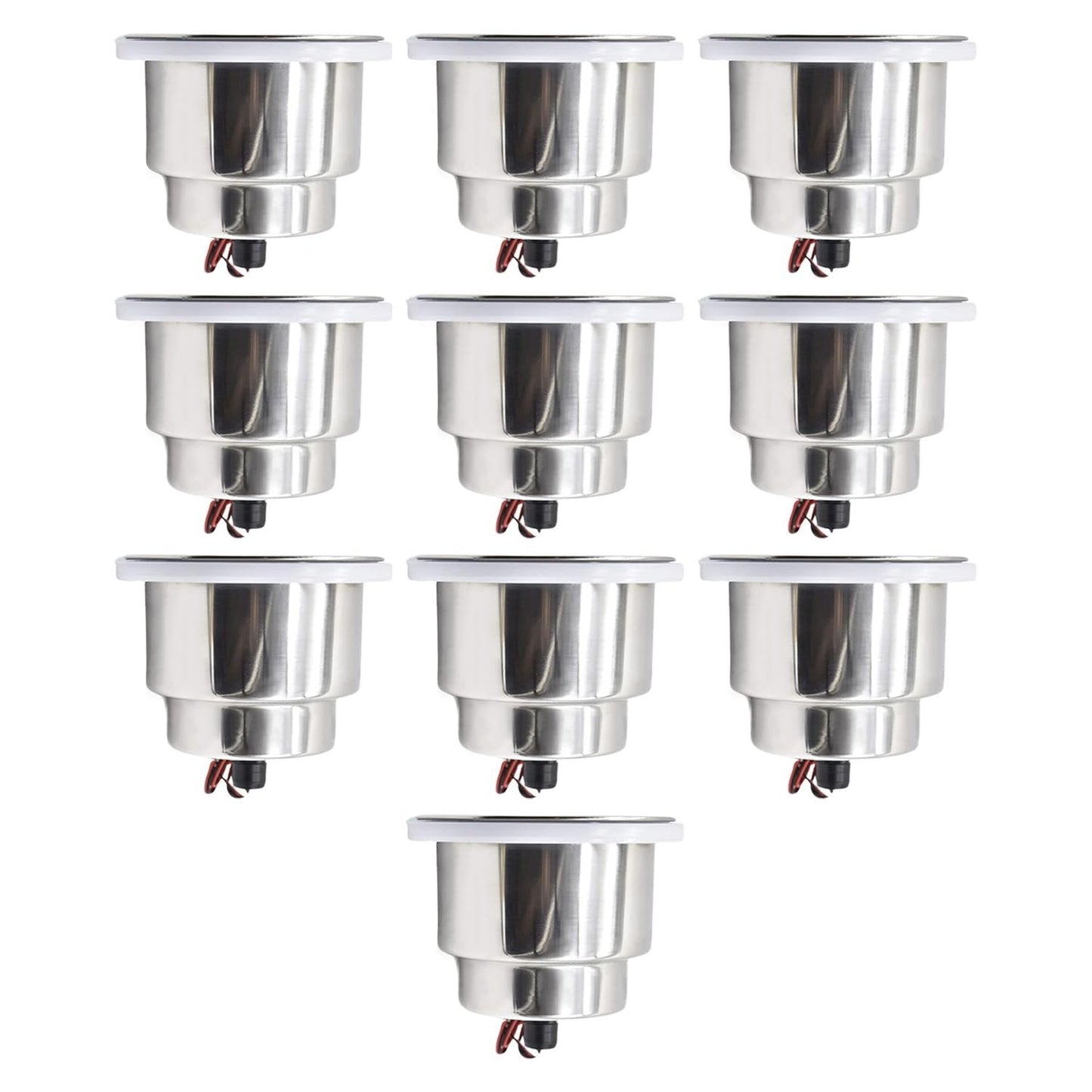 Marine City Stainless Steel Green LED Cup Holder with Drain Corrosion-Resistant Marine City