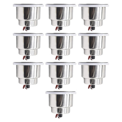 Marine City Stainless Steel Green LED Cup Holder with Drain Corrosion-Resistant Marine City