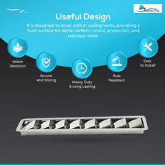 Marine City Ventilación con rejilla de acero inoxidable con 8 ranuras, 16-13/16” × 3” × 1-1/4” (2 piezas) 