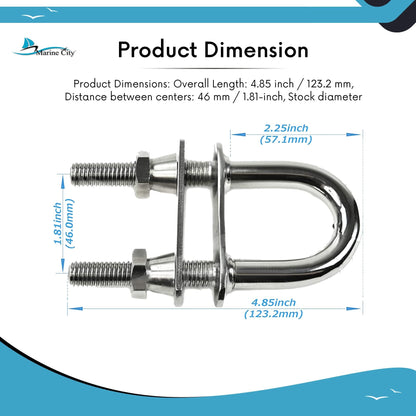 Marine City 316 Stainless Steel Welded Plate U-Bolt - Corrosion-Resistant Marine City