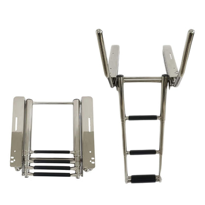 Marine City 4-Step Telescoping Ladder with Retractable Handrail Stainless Steel MARINE CITY