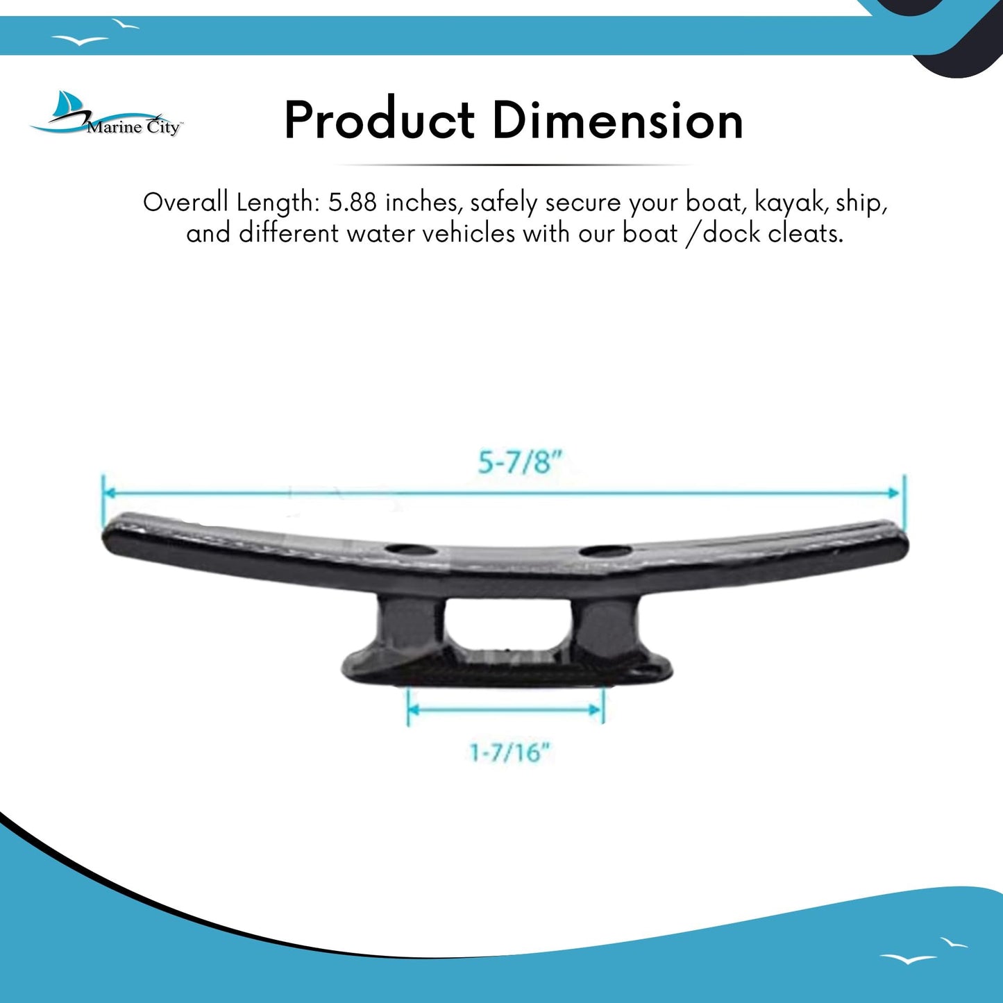 Marine City High Impact Nylon Dock Cleat – 6'' Rust-Proof, Boat Mooring Cleat