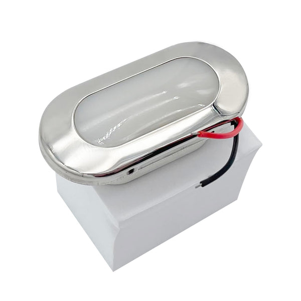MARINE CITY 12V 1.5W 304 Grade Stainless Steel Waterproof IP66 LED Oval Courtesy Light in Soft White