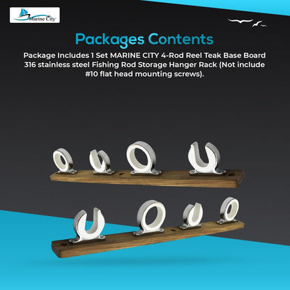 Marine City 4-Rod Reel Fishing Rod Storage Hanger Rack – 316 Stainless Steel MARINE CITY