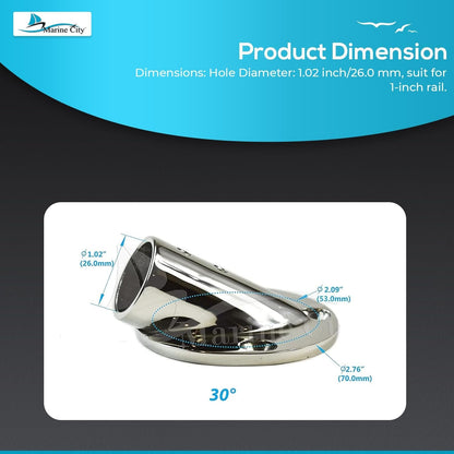 Marine City 316 Stainless Steel Boat Hand Railing Fittings – 1” Round Base Marine City