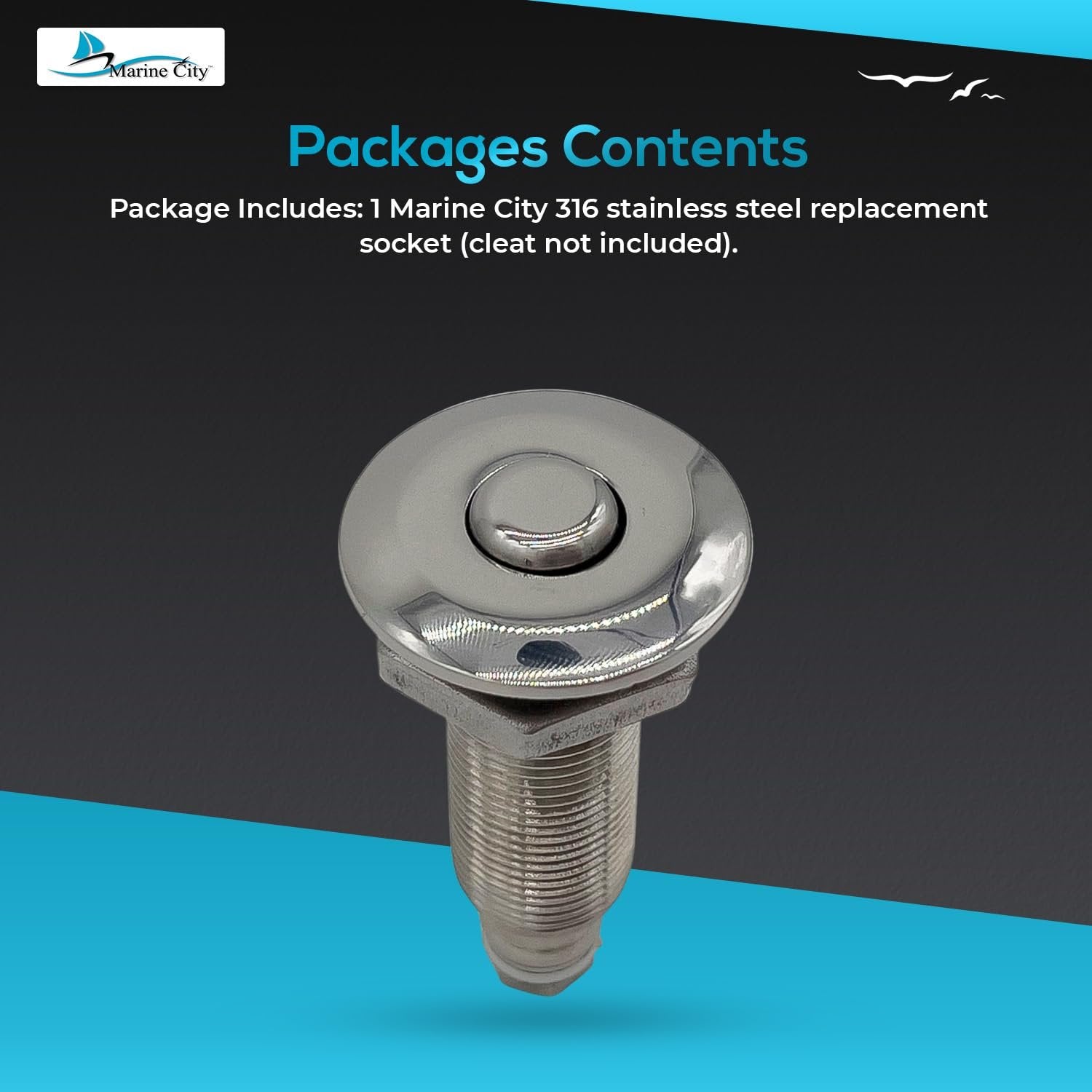 Marine City Retractable Fender Cleat Socket – 316 Stainless Steel Pop-Up Mount MARINE CITY
