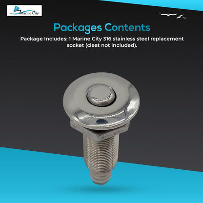 Marine City Retractable Fender Cleat Socket – 316 Stainless Steel Pop-Up Mount MARINE CITY