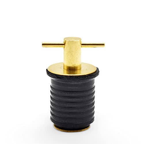 Marine City Tapón de drenaje con mango en T de latón de 1 pulgada o 1-1/4 pulgadas para barco (tapón de drenaje de 1 pulgada)