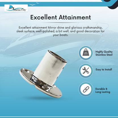 Marine City 316 Stainless Steel Boat Hand Railing Fittings – 7/8” Round Base