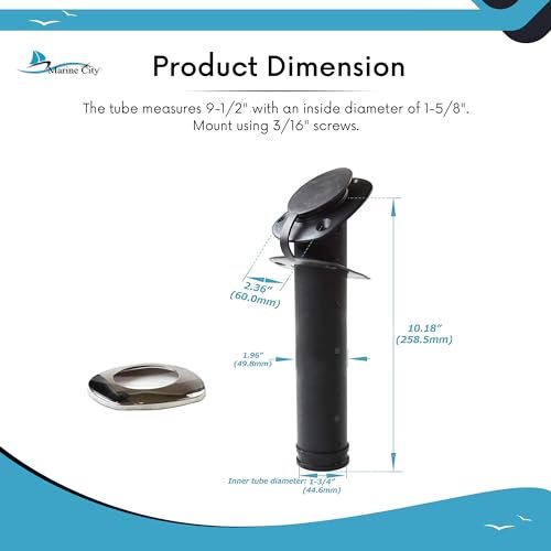 MARINE CITY Black Nylon Flush Mount Rod Holder – UV Stabilized 30° (Pack of 2)