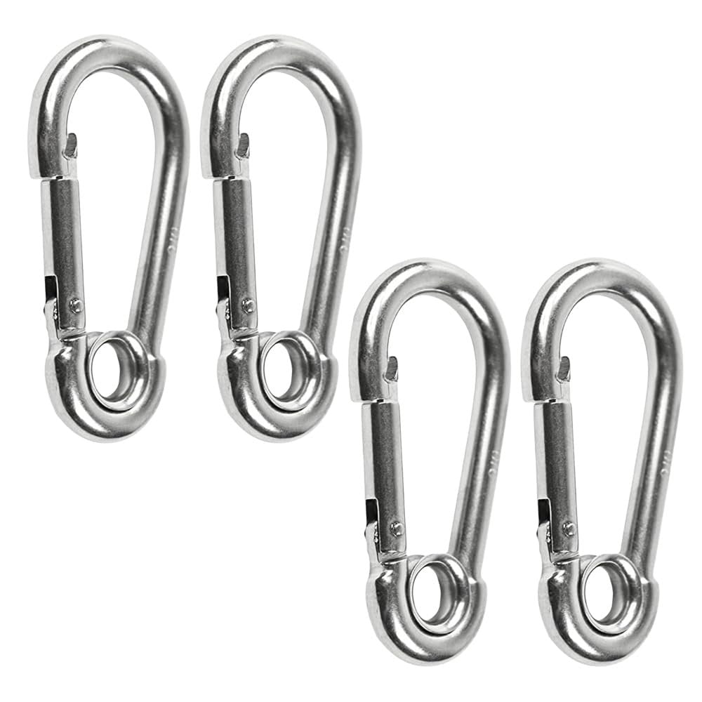 Marine City Carabiner Clip Snap Hook with Ring 4” 316 Stainless Steel, Rustproof