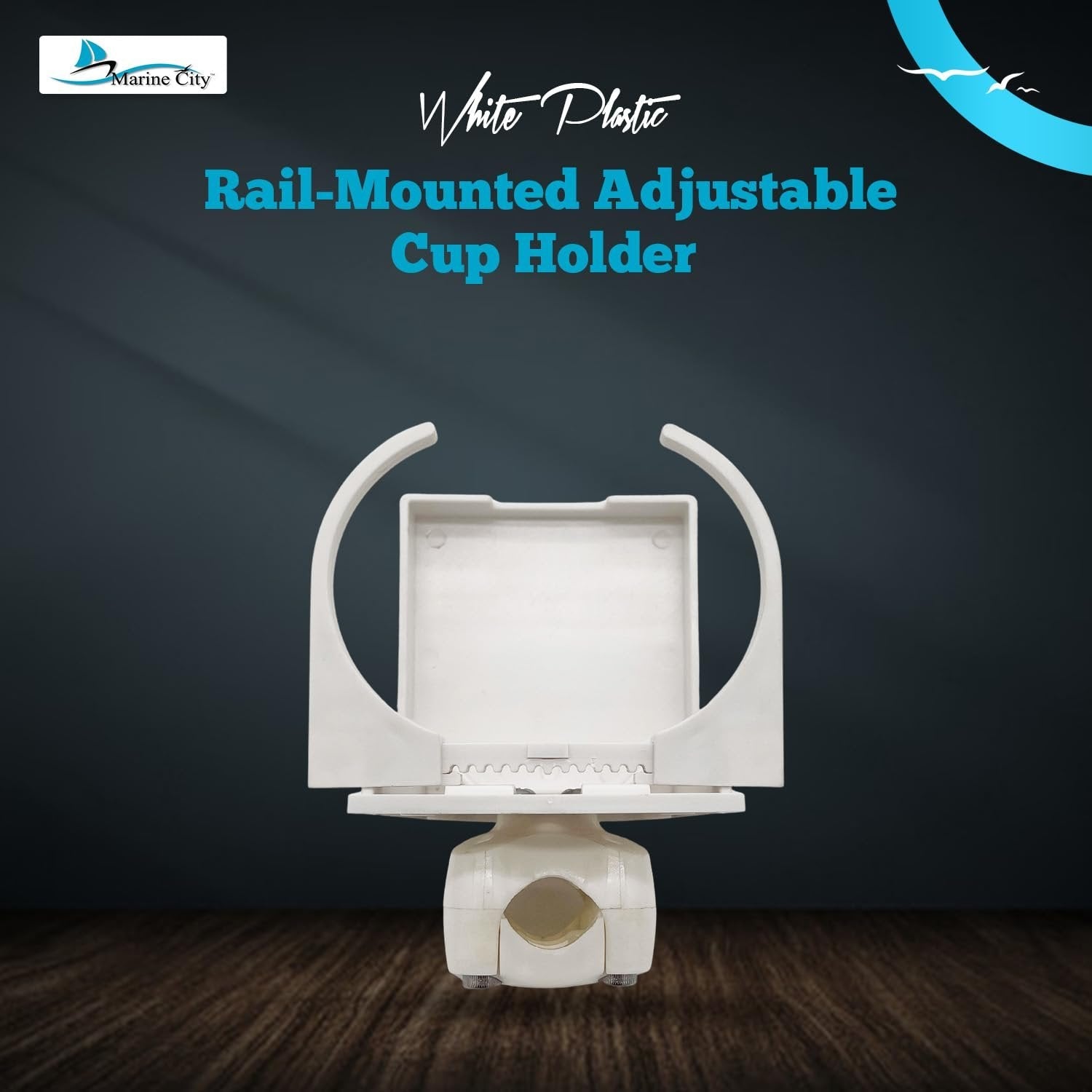 Marine City White ABS Plastic Folding Cup Holder with Adjustable Arms MARINE CITY