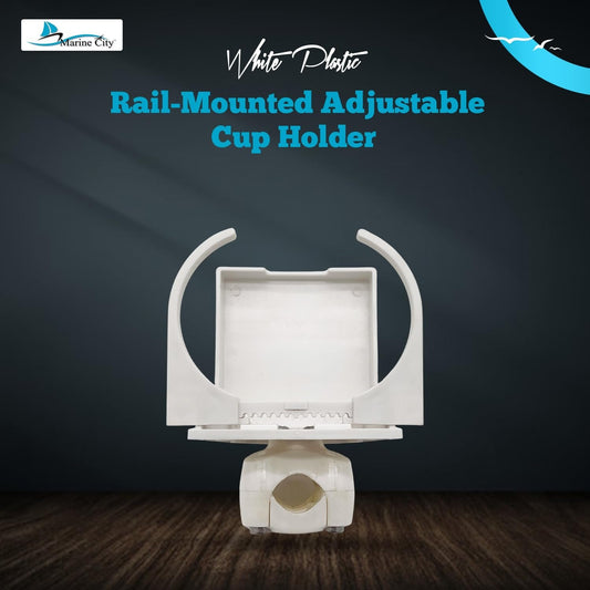 Marine City White ABS Plastic Folding Cup Holder with Adjustable Arms MARINE CITY