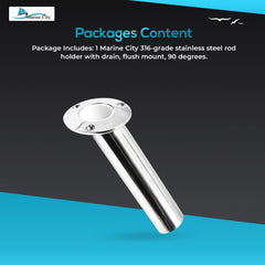 Marine City Soportes para cañas de Pescar de Acero Inoxidable 316 de Alta Resistencia/Soportes para cañas de Pescar de Montaje Empotrado, con Drenaje -30 Grados