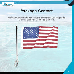 Marine City - Bastón/poste de bandera de montaje de acero inoxidable y bandera de Estados Unidos de 12.0 x 18.0 in