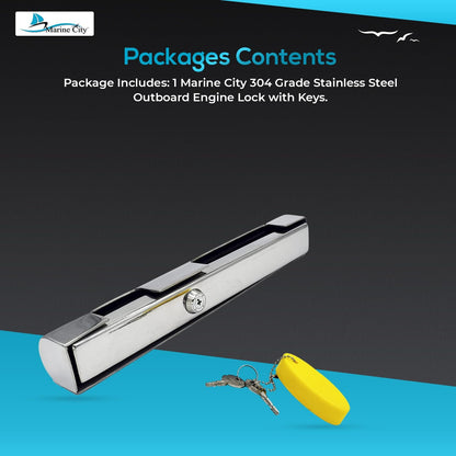Marine City 304 Stainless Steel Portable Outboard Engine Lock with Keys – Strong