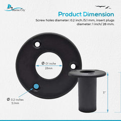 Marine City Removable 1-Inch Hook Ladder Cup Mount – Easy Install (2 Pack)