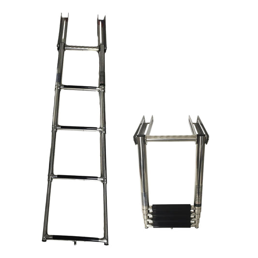 Marine City Escalera de 4 escalones de acero inoxidable Escalera deslizante de acero inoxidable para debajo de la plataforma Escalera telescópica para embarque de barcos(MC73458865-1)