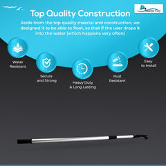 Marine City 3-Step Telescoping Boat Hook – Anodized Aluminum, Adjustable