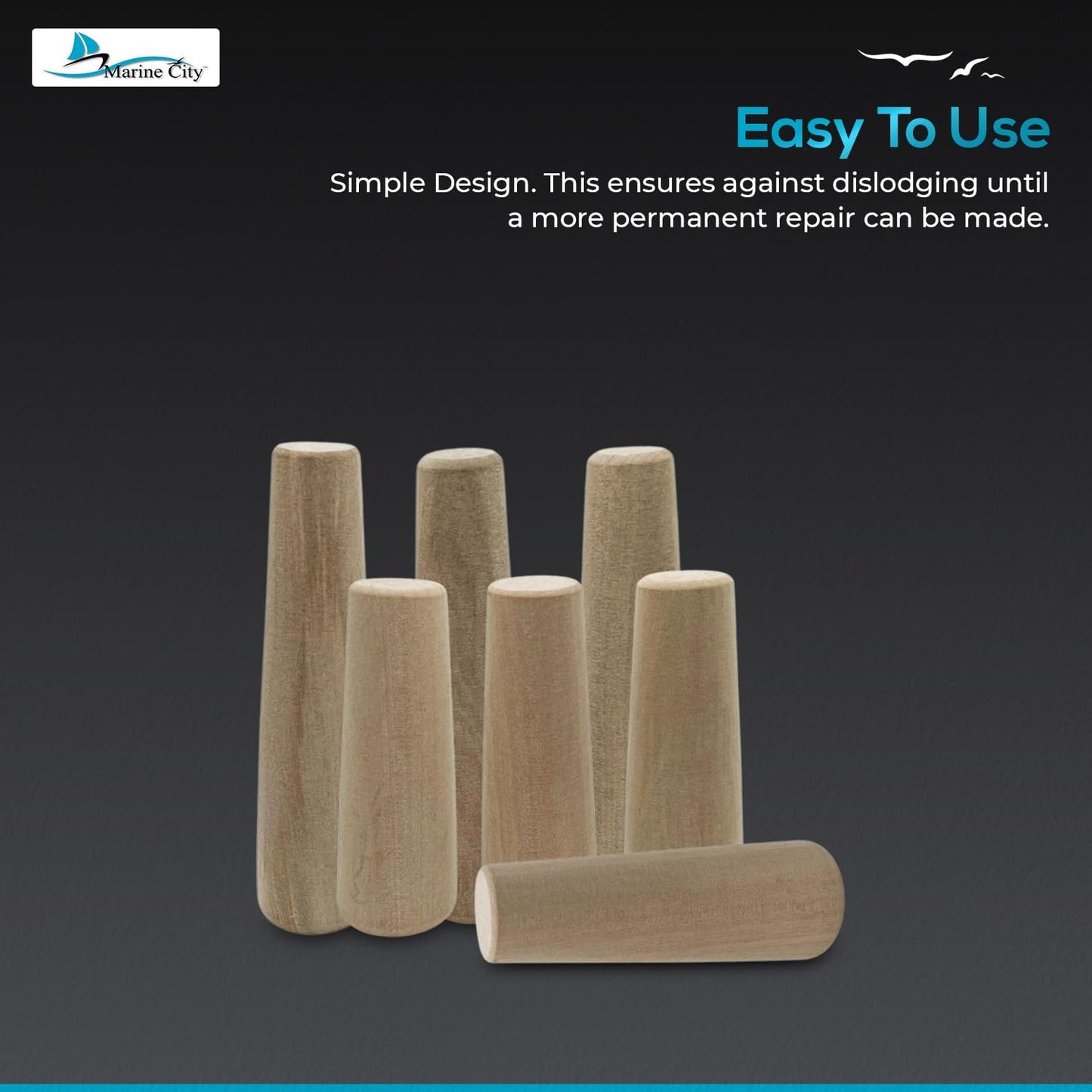 Marine City Boat Emergency Soft Conical Thru-Hull Wood Plugs Kit – (Pack of 9)