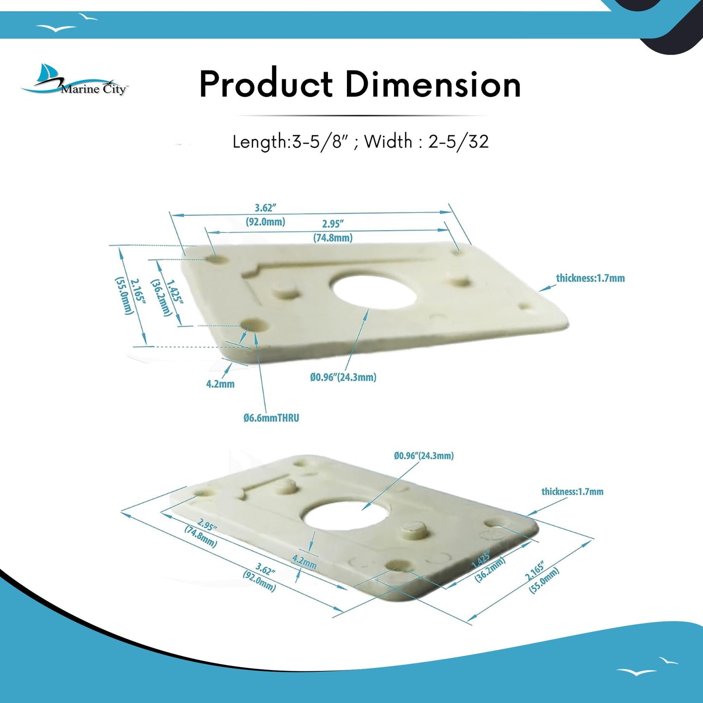 MARINE CITY Marine Antenna Mount Shim Kit – Plastic Shims (Short & Long Taper)