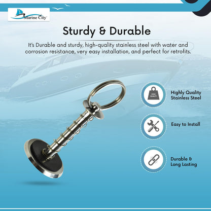 Marine City Hatch Cover Pull Handle with Spring Pin – 304 Stainless Steel